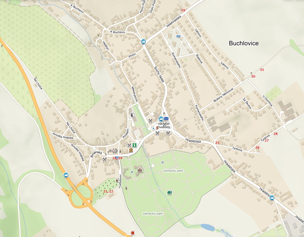 Buchlovice, víno Morava-mapa Buchlovic