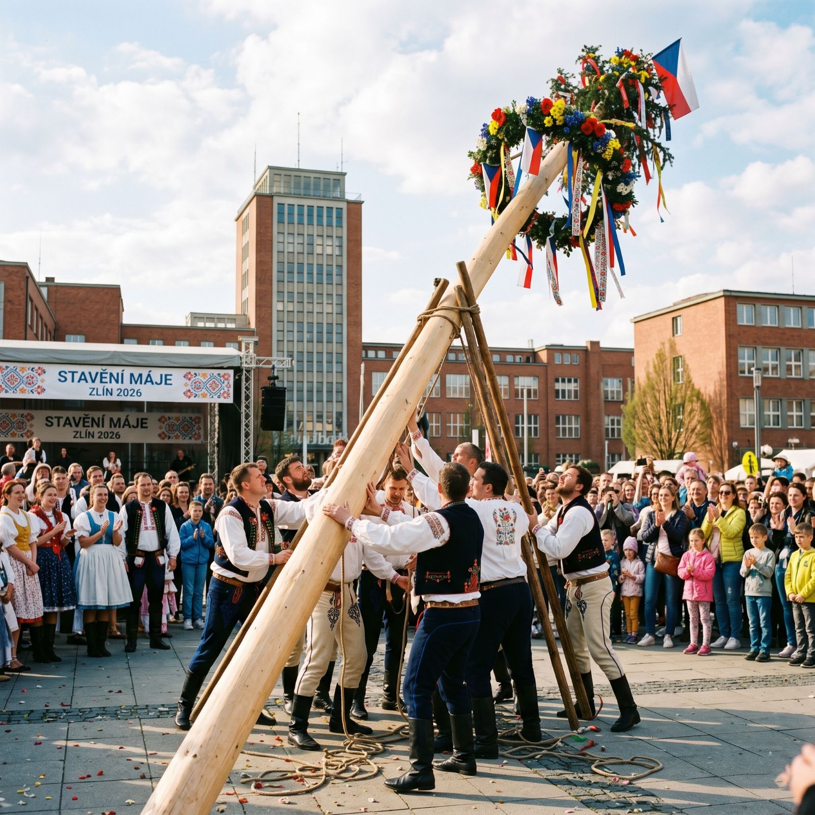 Stavění máje Zlín 2026: Program a oslavy na náměstí