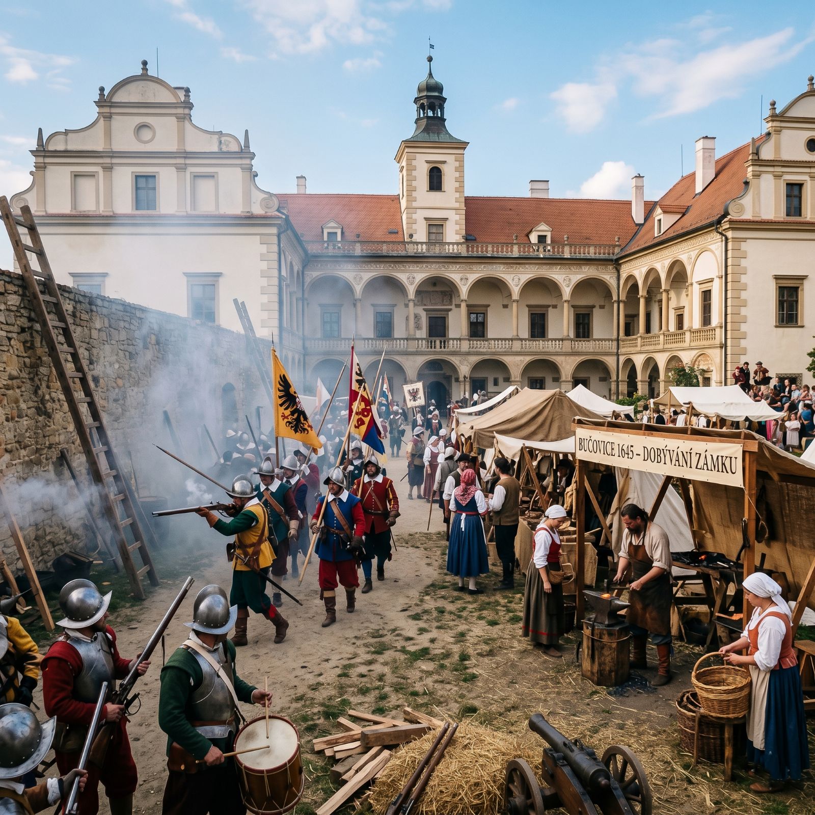 Bučovice 1645: Dobývání zámku a víkendový výlet na Moravu